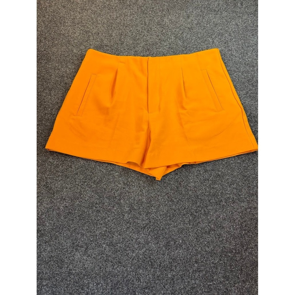 Bright Orange High Waisted Tailored Shorts with Pockets Women Size 14